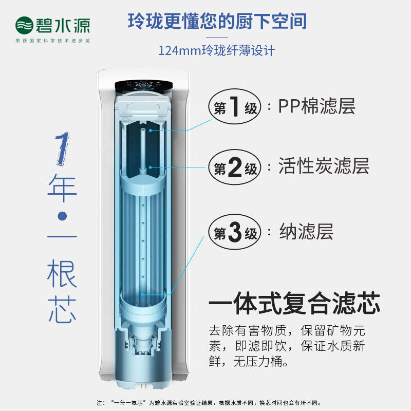 碧水源净水器 家用直饮纳滤净水机超薄机身电控龙头厨下式D701X