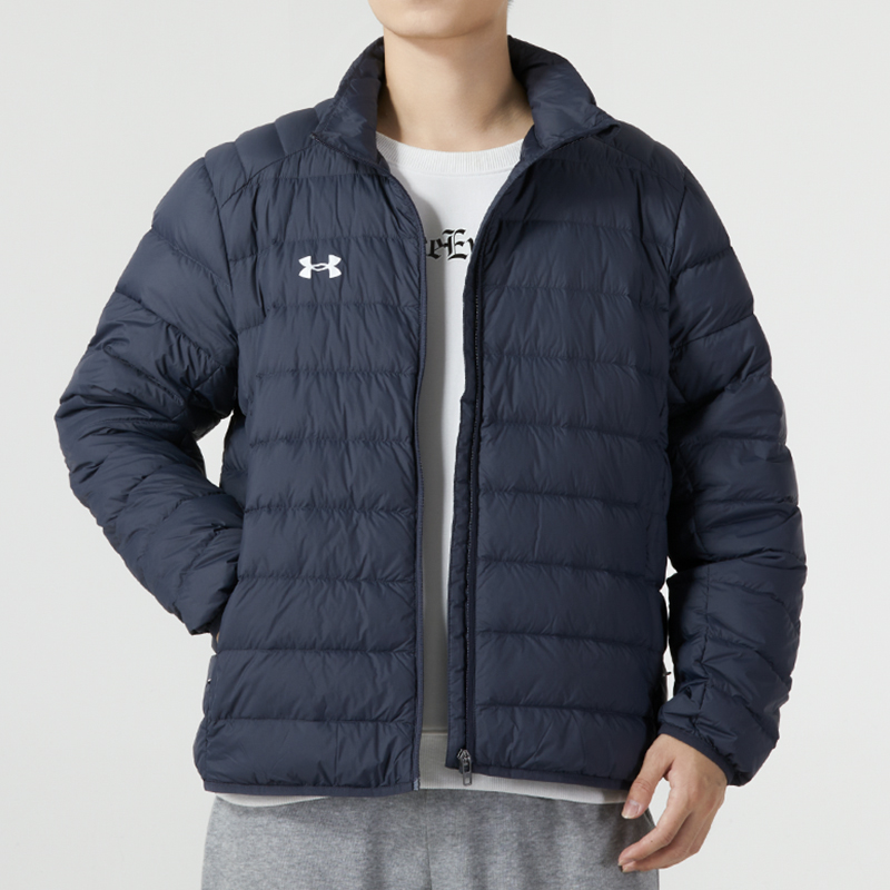 安德玛(Under Armour)男装新款时尚简约百搭运动休闲舒适保暖连帽羽绒服25600804-001 ZP 23600804-013/深灰 L