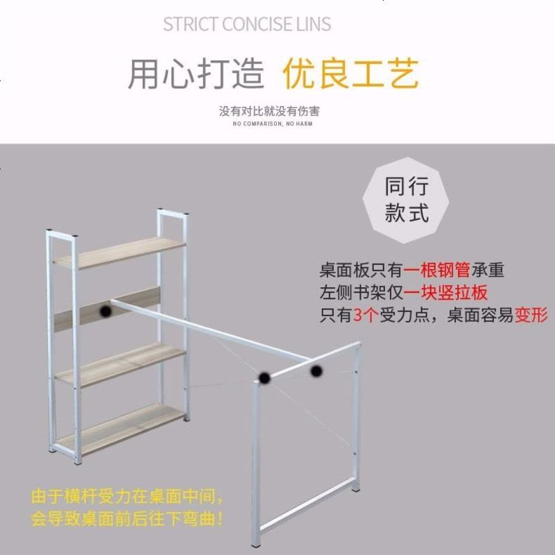 电脑桌台式家用经济型书桌简约电脑桌简易书架组合办公桌学习桌子 核桃木桌子+伊姆斯椅子 长100*宽45图片