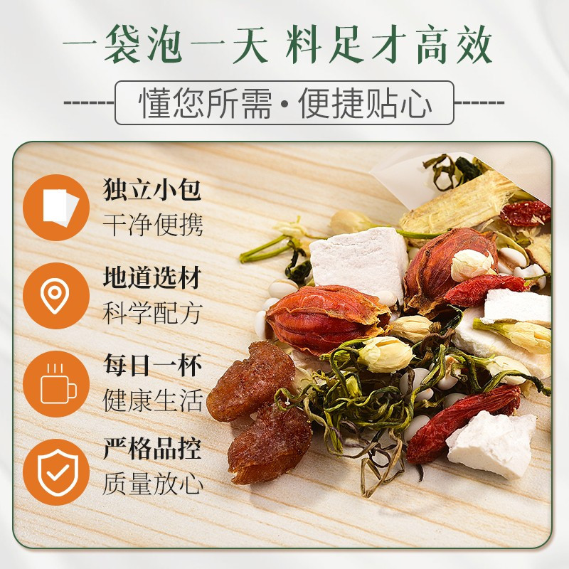 润弘永堂 茯苓薏米茶120g 蒲公英叶甘草片茉莉花桂圆山药片红枸杞养生花草茶 配方男女滋补茶独立包装