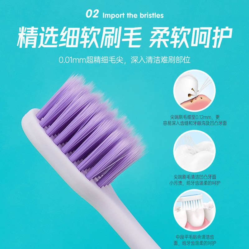 纳美(Namei) 柔力护龈牙刷宽头设计细丝软毛高密植毛高级成人家用10支装