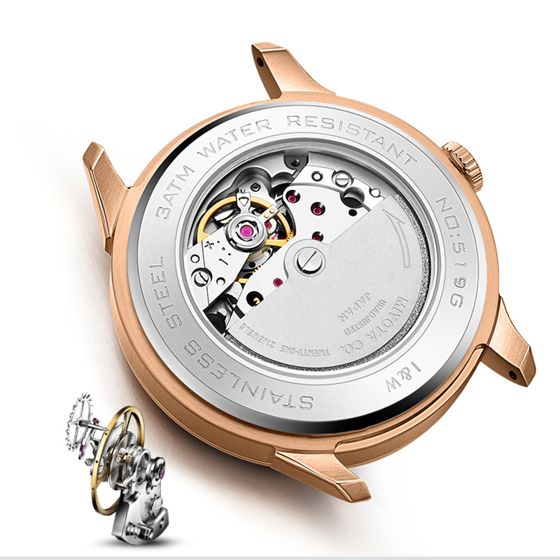 瑞士爱沃驰I&W CARNIVAL手表男士全自动机械表 男表进口机芯真皮带防水时尚双日历腕表新款品牌519G高清大图