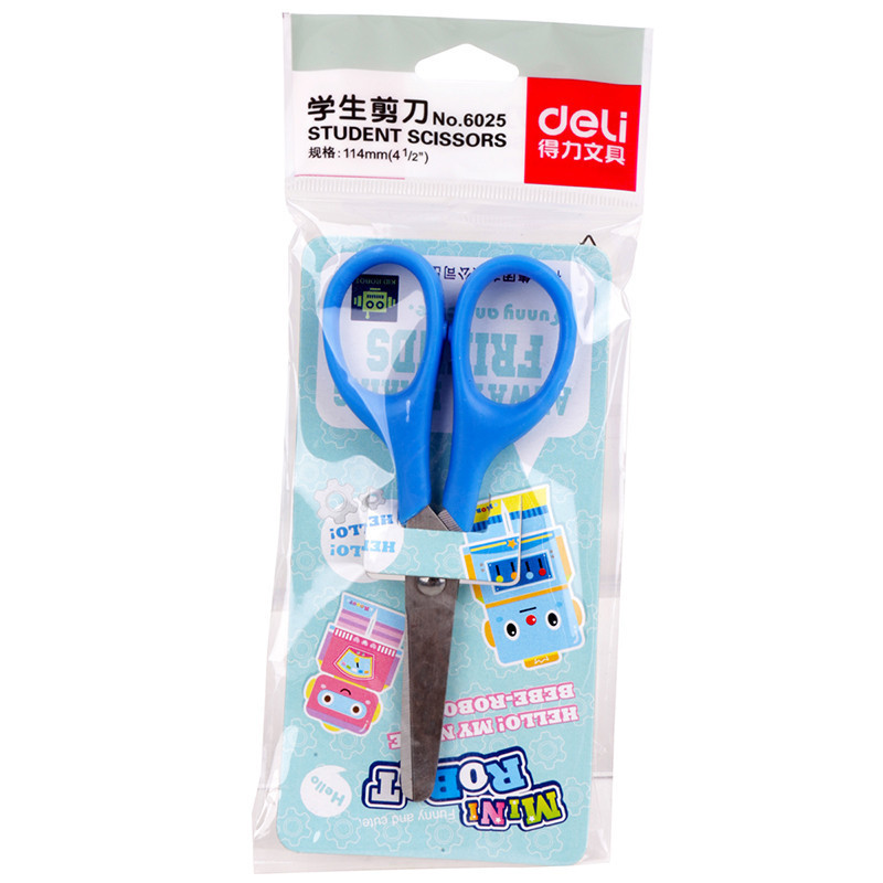 得力 (deli)6025 学生剪刀 单把装 颜色随机deli6025
