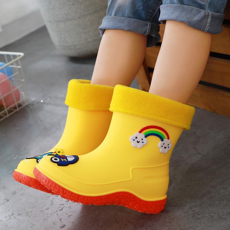 儿童可爱小汽车雨鞋女童橡胶防滑水鞋保暖加绒卡通亲子雨靴 小车雨鞋蓝色(无加绒) 26码(内长约160mm)