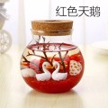 斗鱼生态瓶鱼微景观鱼缸免换水迷你生态小鱼缸办公桌创意生日_3 默认尺寸 红色砂白天鹅（彩灯无遥控）