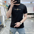 欧洲站潮牌短袖T恤男士新款夏季简欧丝光棉体恤网红男装批发 XXL 黑色