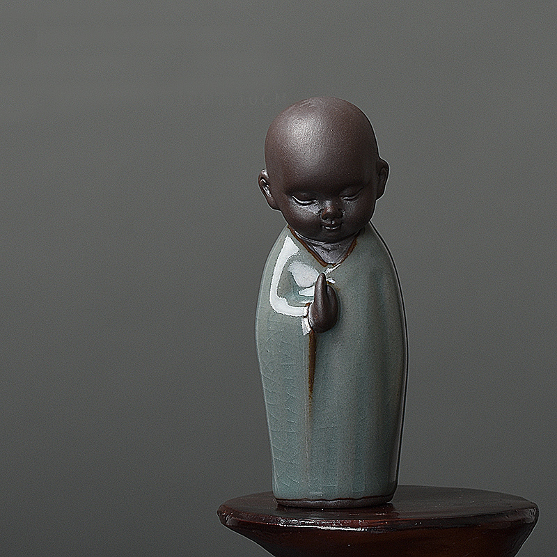 哥窑禅意小茶宠摆件精品可养紫砂人物创意可爱貔貅个性茶台茶玩|[特价