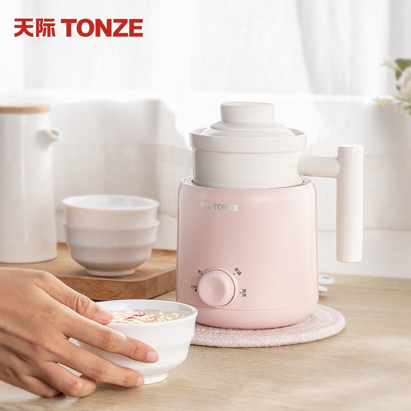 天际(TONZE)养生壶杯陶瓷电热杯电炖杯办公室煮粥煮花茶陶瓷杯一人享水杯加热牛奶神器煮粥0.6L DGJ06-06AD