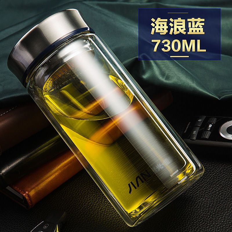 730ml/480ml大容量双层玻璃杯耐热茶杯x1501-kspt-730