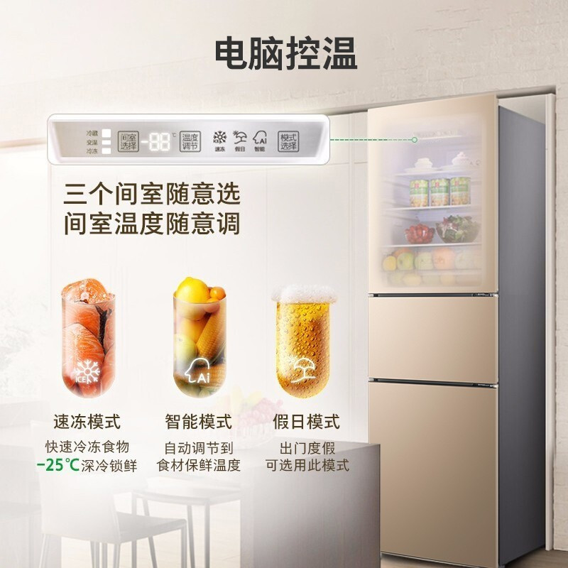 容声(Ronshen)冰箱251升三门冰箱风冷无霜电冰箱