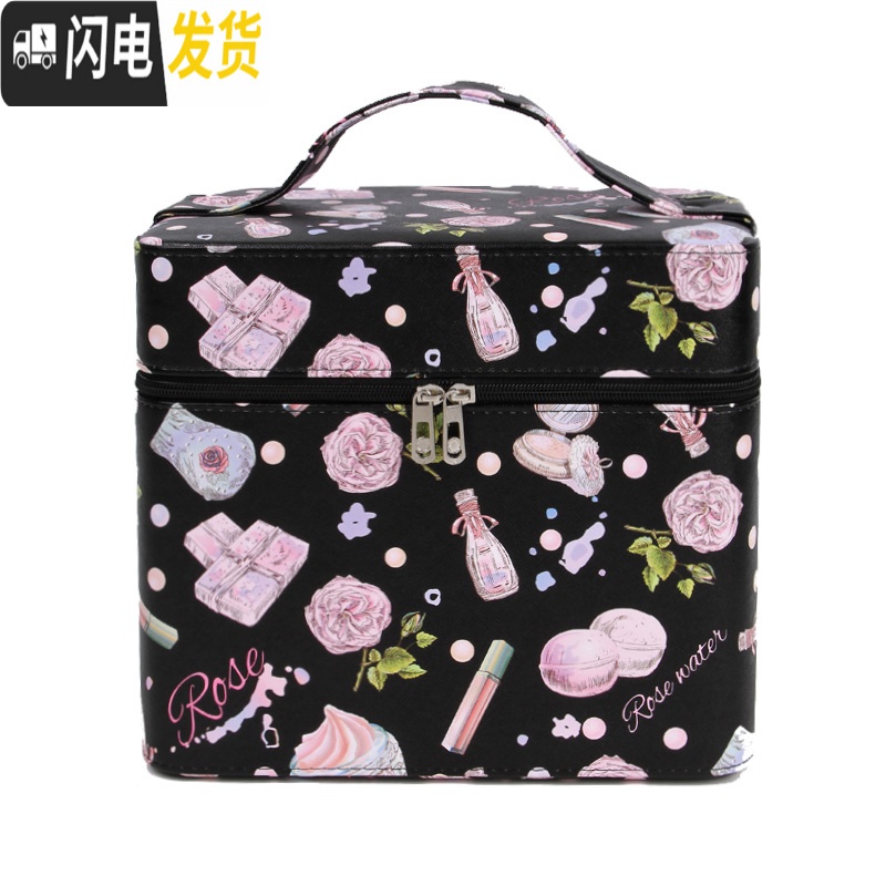 三维工匠化妆包收纳盒大容量多功能韩国简约洗漱品便携多层化妆箱手提大号收纳包高清大图