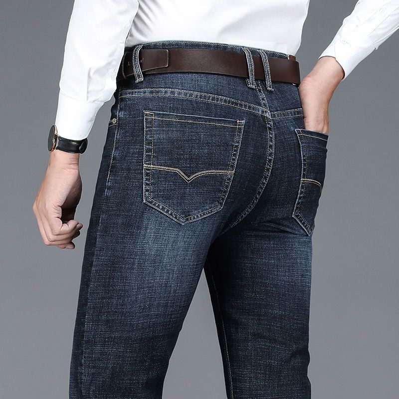 梵克公牛正装商务牛仔裤男士春季新款春装休闲裤子男常规中老年爸爸裤