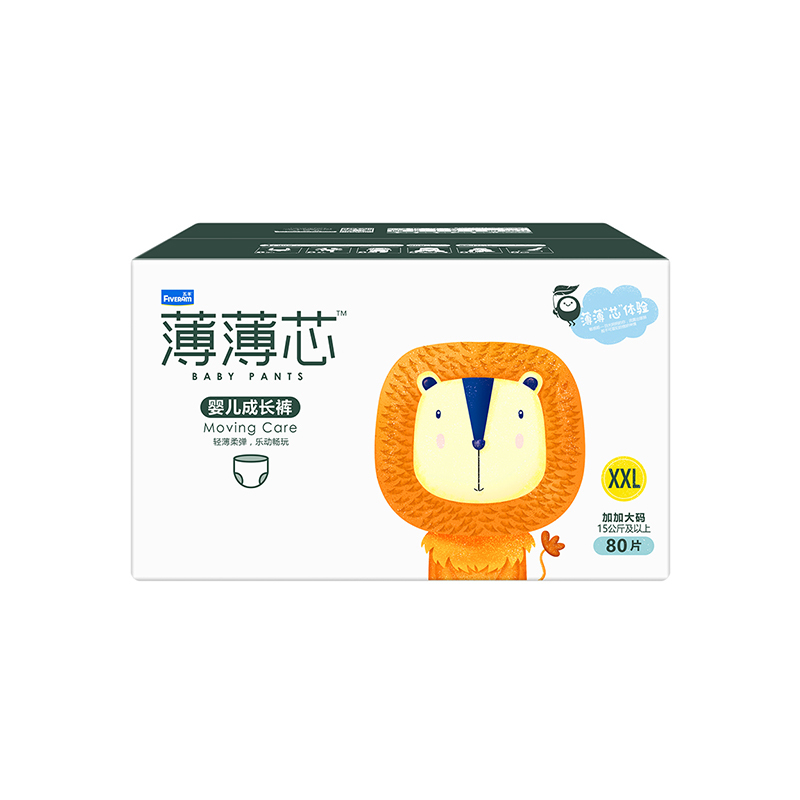 五羊(FIVERAM)薄薄芯婴儿成长裤五羊拉拉裤XXL码80片箱装