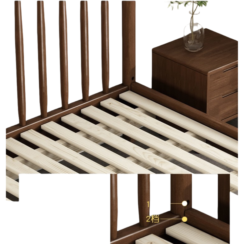 演发 实木床+床头柜+床垫 1.5m 套高清大图