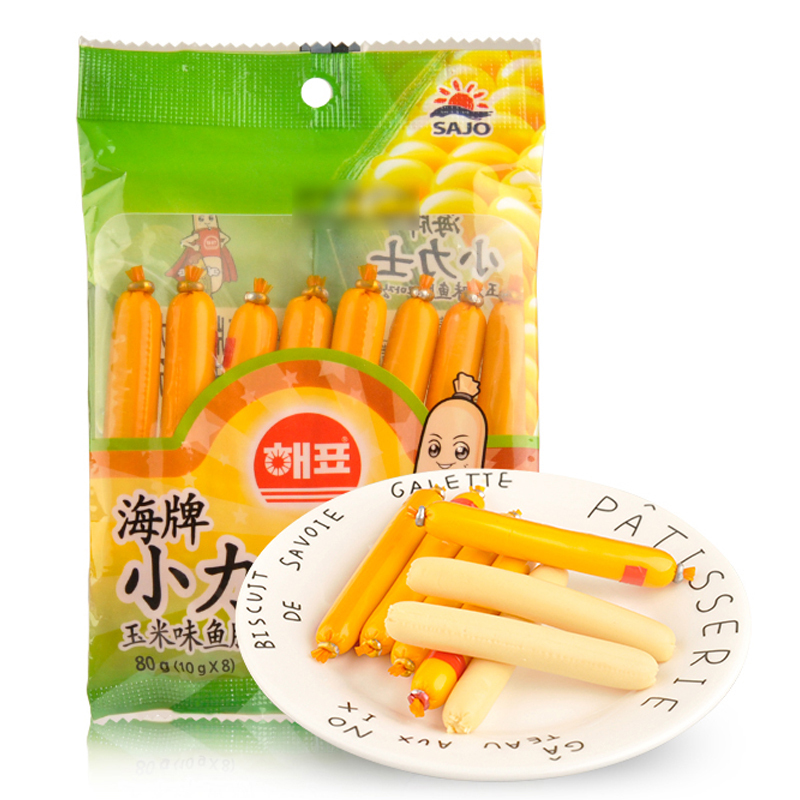 韩国进口 海牌小力士玉米味鱼肠80g(10g*8)/袋