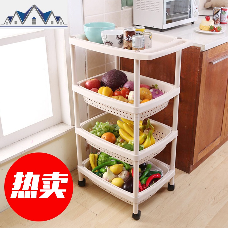 厨房置物架落地多层菜篮子玩具零食收纳架水果蔬菜储物架厨房用品 三维工匠高清大图