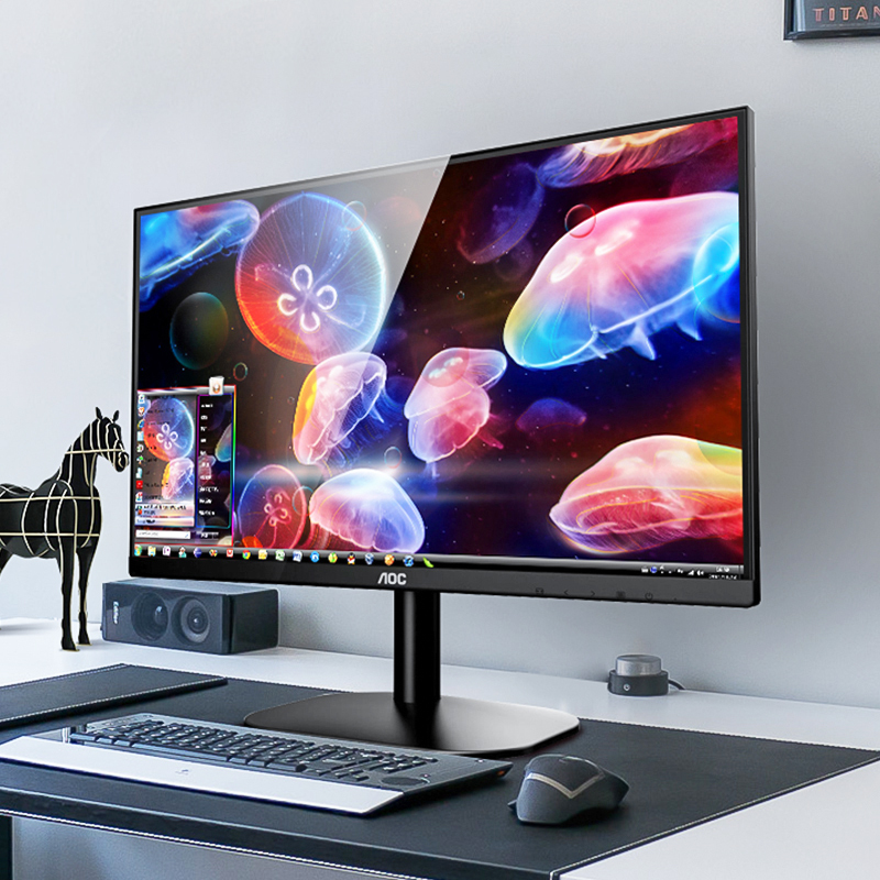 AOC 21.5英寸显示器 75HZ台式1080P高清电脑液晶HDMI接口壁挂显示器家用护眼办公监控两用节能窄边框显示屏幕 22B2HN