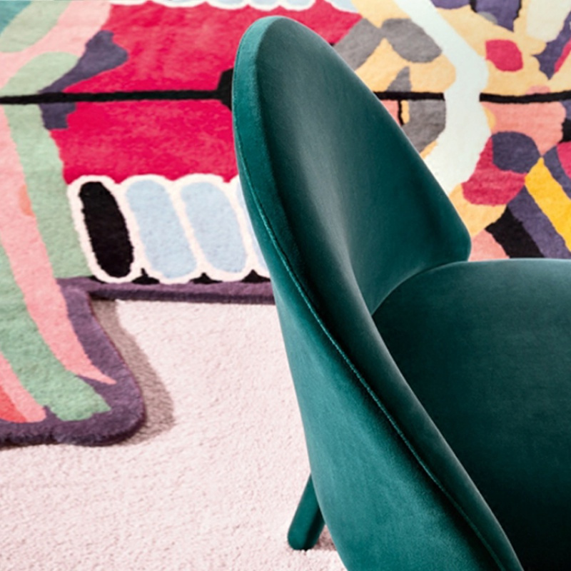 汐岩 | 餐椅子靠背书桌椅化妆椅现代简约家用卧室丝绒椅子 军绿色