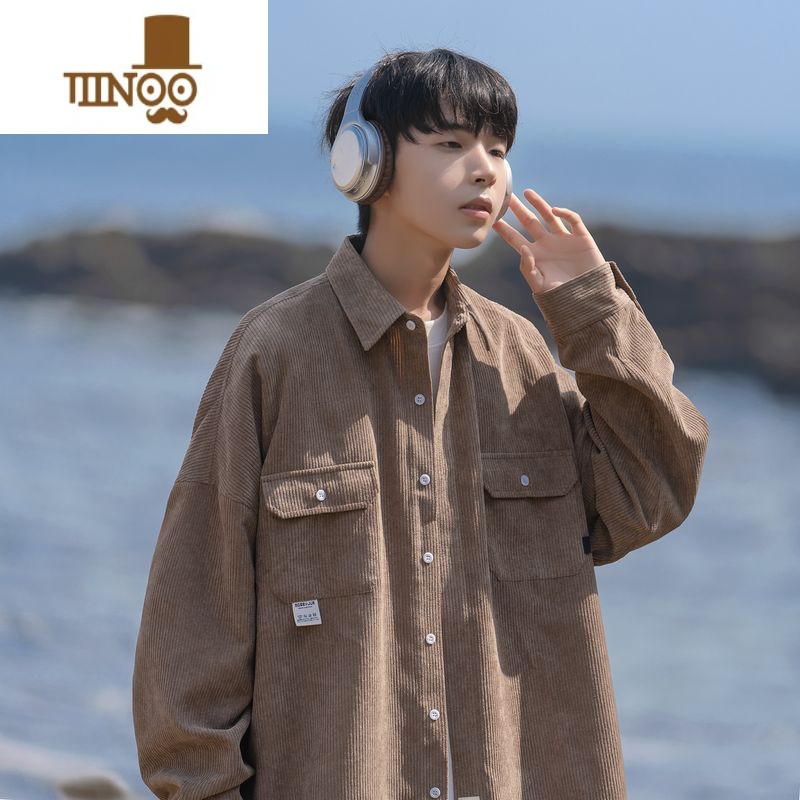 YANXU日系cityboy工装长袖衬衫男生款港风复古青少年外套潮牌衣生高清大图