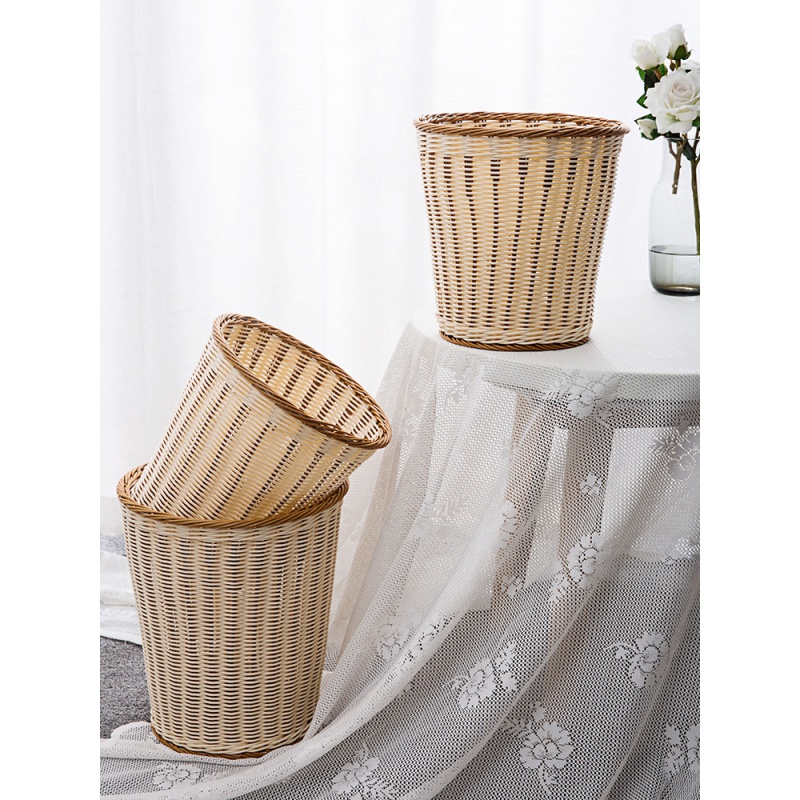 塑料仿藤编脏衣篮浴室洗衣收纳筐编织洗衣篮放脏衣服的篮子脏衣篓_2高清大图