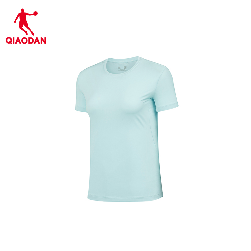 乔丹(QIAODAN) 女款针织短袖T恤衫 夏季速干冰感防晒衣 云水蓝 KHS32251154S高清大图