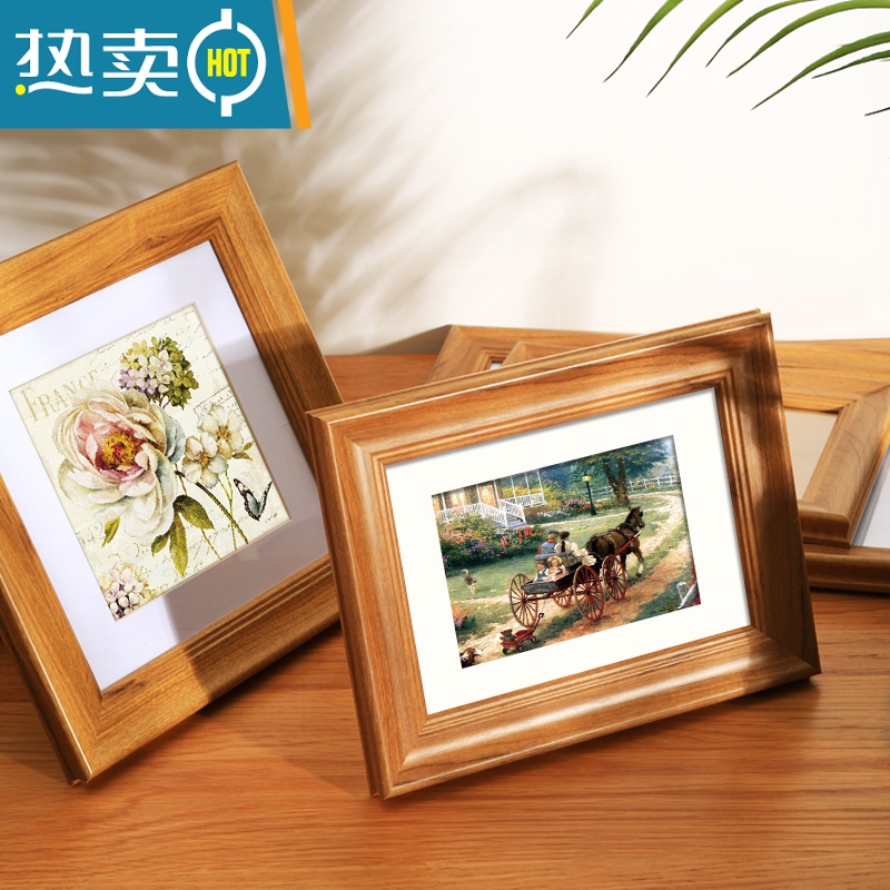 敬平复古小相框洗照片摆台A4实木装裱画框架相片挂墙7寸6六8七5定制a3 长方形亮白色 12寸摆挂两用(注意区分长方高清大图