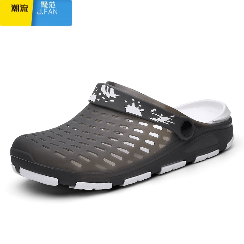 聚范2024新款鞋子拖鞋洞洞鞋夏季网红男士外穿两用半拖鞋防滑凉鞋男款高清大图