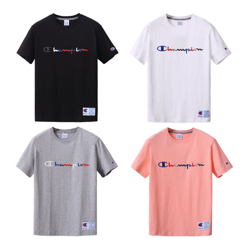 Champion 潮牌冠军男士圆领短袖运动T恤女宽松圆领彩色经典刺绣Logo情侣时尚百搭短T图片