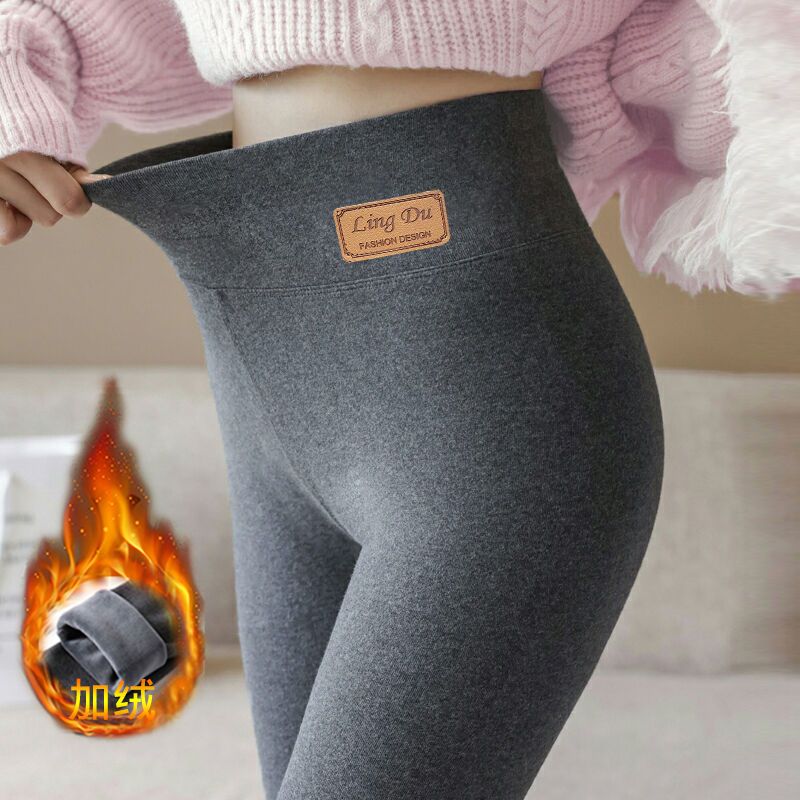 高腰打底裤女外穿薄款秋冬季新款加绒加厚保暖显瘦紧身棉裤子莎丞
