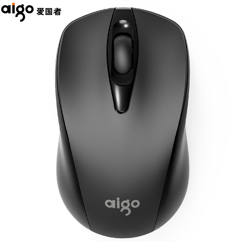 爱国者 (AIGO) 无线鼠标 办公鼠标 便携鼠标 商务办公笔记本台式机鼠标 需安装电池版Q34 黑色