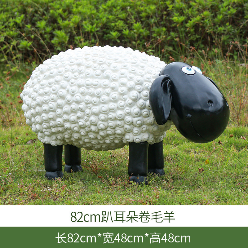 户外雕塑装饰摆件82cm趴耳朵卷毛羊824848cm视频