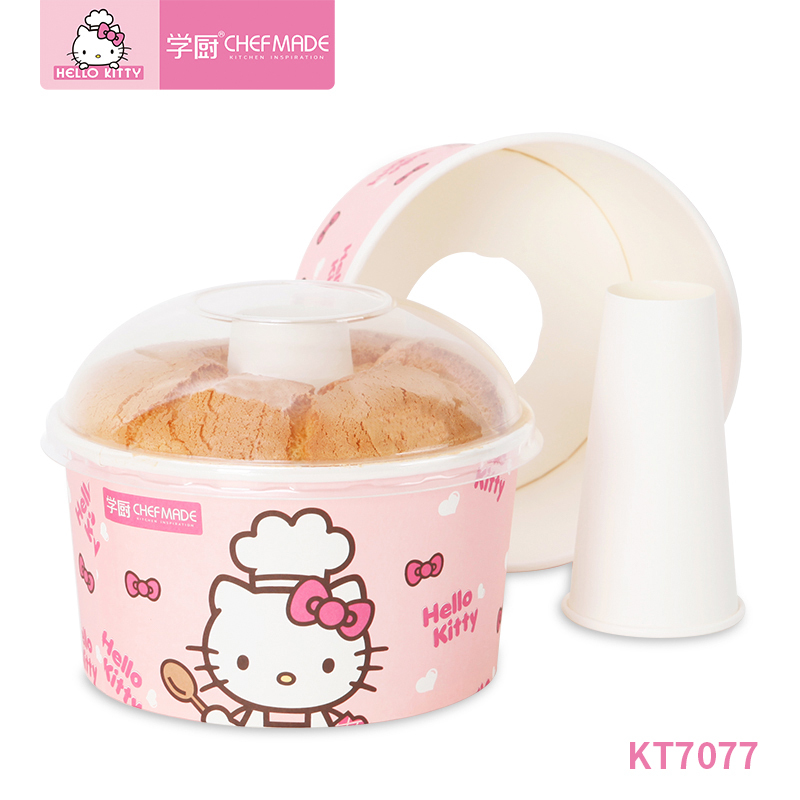学厨HELLOKITTY 6寸戚风蛋糕 蛋糕模具 海绵蛋糕中空蛋糕纸杯模马芬蛋糕纸托纸垫烘焙包装6个装 KT7077