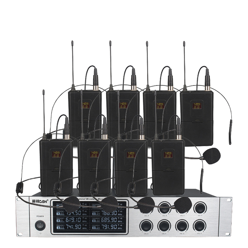 册视会议设备固U一拖八配头戴或领夹腰包话筒GU-880 CSWL台