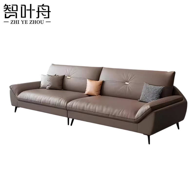 智叶舟皮质沙发四人位320*82*85cm张高清大图