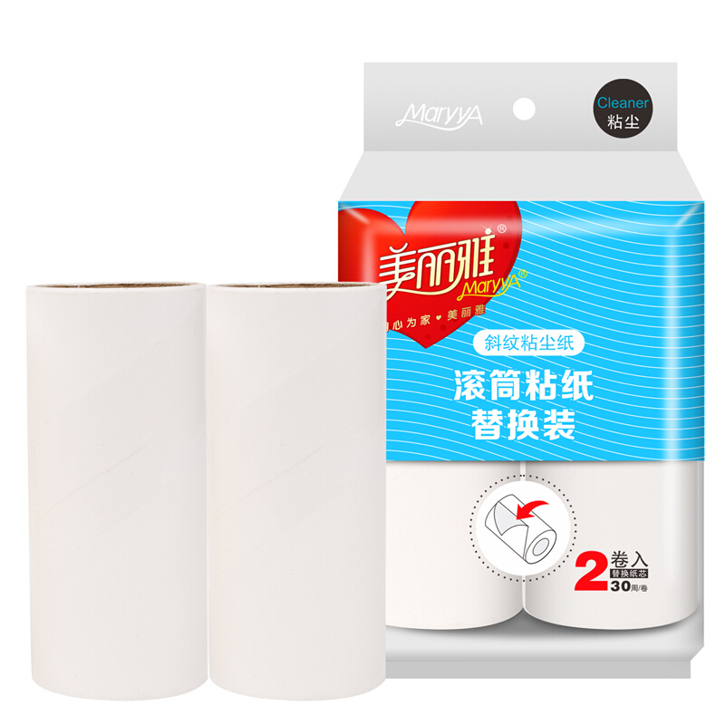 美丽雅(maryya)6033粘毛滚筒/可撕式粘纸除尘器替换 2卷装