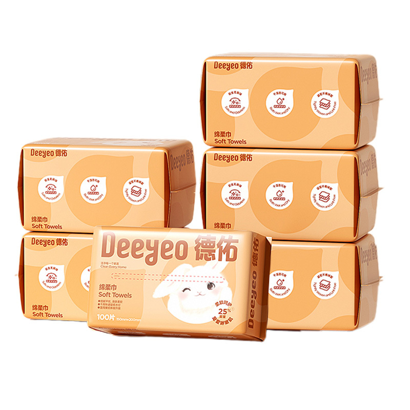 德佑洗脸巾00片*6包平纹小白兔12001DYCT231(包装随机)