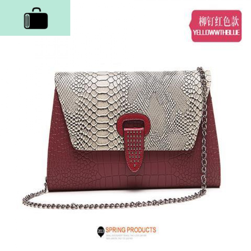 手拿包女真皮新款【牛皮假一赔三】手抓包女迷你手包秋小包毛毛包NEWLAKE 蜥蜴纹红色