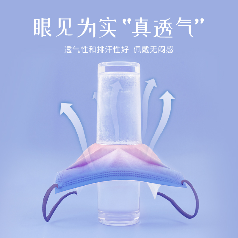 渐变色彩虹口罩女高颜值莫兰迪口罩可爱医用外科灭菌级独立装-彩虹渐变色30只混装