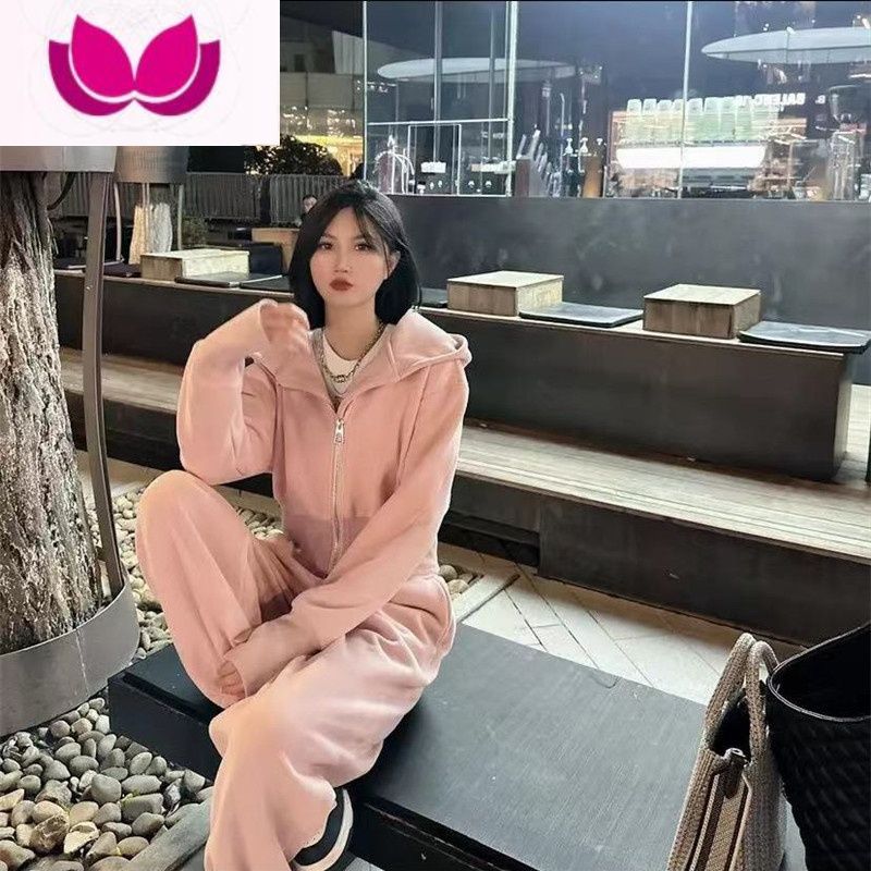 七斓时尚气质休闲运动套装连帽上衣卫衣外套女高腰收腿阔腿裤套