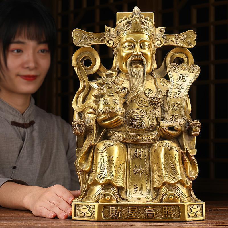 纯铜财神摆件大号 风水铜财神爷佛像文财神铜像客厅供奉_235_677_172