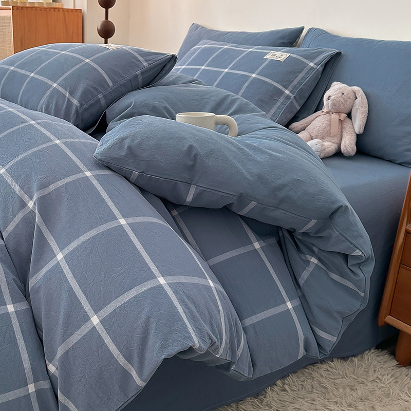 云意生 被套 深蓝大格 200*230cm/套高清大图