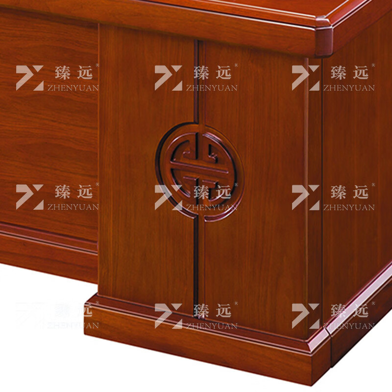 臻远ZY051118油漆家具老板桌大班台办公桌主管经理桌含副柜 2米