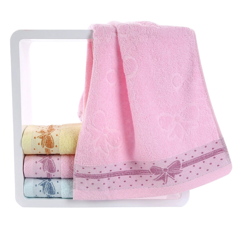 红鲸鱼 吸水毛巾家居日用面巾洗脸巾50%棉 33*73cm 蝴蝶粉 1条