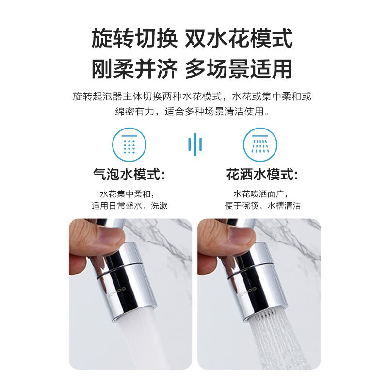 九牧（JOMOO）起泡器厨房水龙头防溅头过滤嘴厨房面盆双出水龙头延伸器02307高清大图