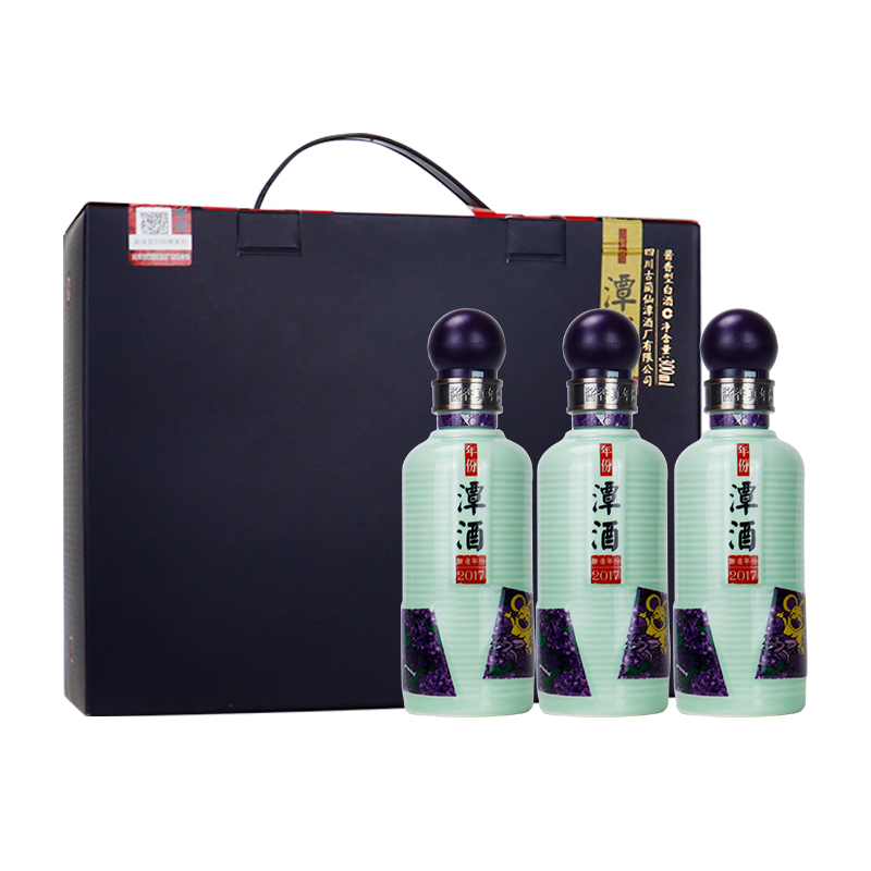 潭酒年份潭 53度100ml*3瓶一提瓶酱香型高度白酒 2017年