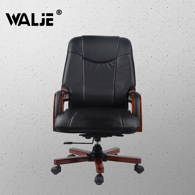 walje000262大班椅办公椅电脑椅家用职员老板椅黑色总裁椅