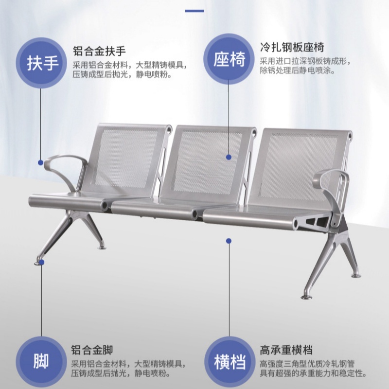 金佑莱排椅(无坐垫)三人位 JYL-PY-25041202 组高清大图