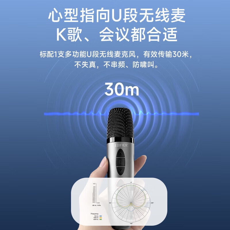 漫步者(EDIFIER)PP205S双麦版手提便携蓝牙音箱 ktv音响 户外K歌音箱 商超导购 广场舞音响教学扩音器高清大图