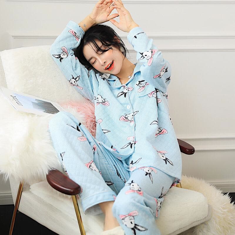 迪鲁奥(DILUAO)YXXM 孕妇装 2021夏新款秋冬季加厚空气层三层月子服产后哺乳孕妇睡衣夹层喂奶衣套装 1501图片