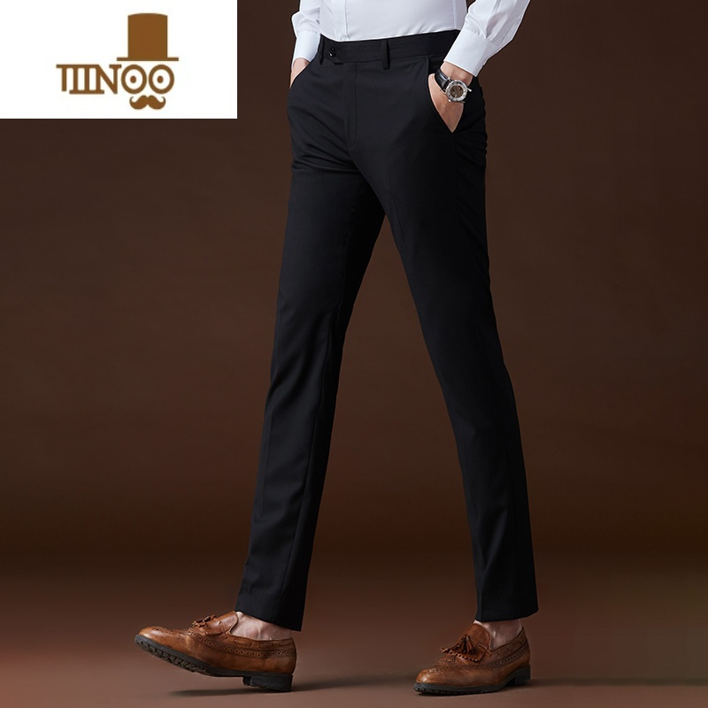 yanxu西裤男修身灰色裤子商务休闲直筒正装男士夏季职业长裤黑色西装